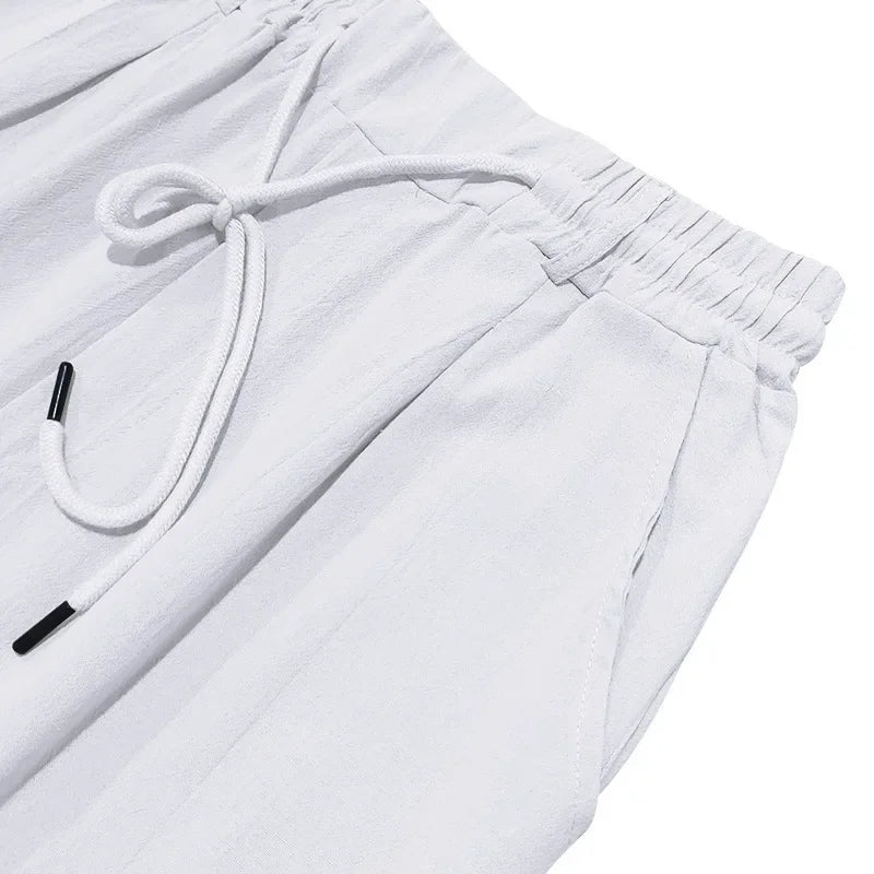 Men Drawstring Linen Pants