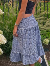 Women Floral Pleated Maxi Skirt