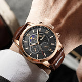 LIGE Men’s Leather Quartz Sports Watch