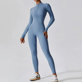 Women Fitness Zipper Long Sleeve Jumpsuit