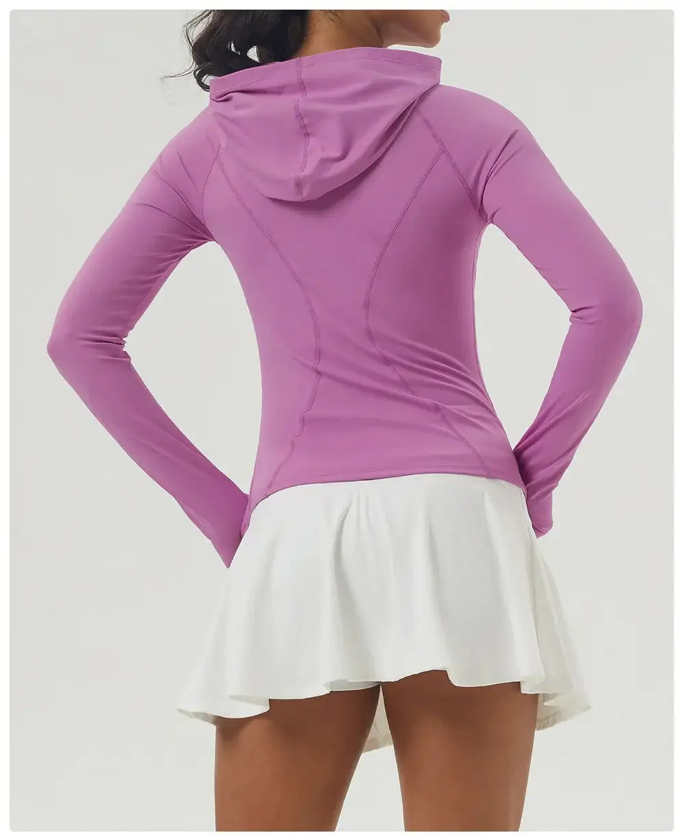 Women Slim Fit Hooded Fitness Jacket