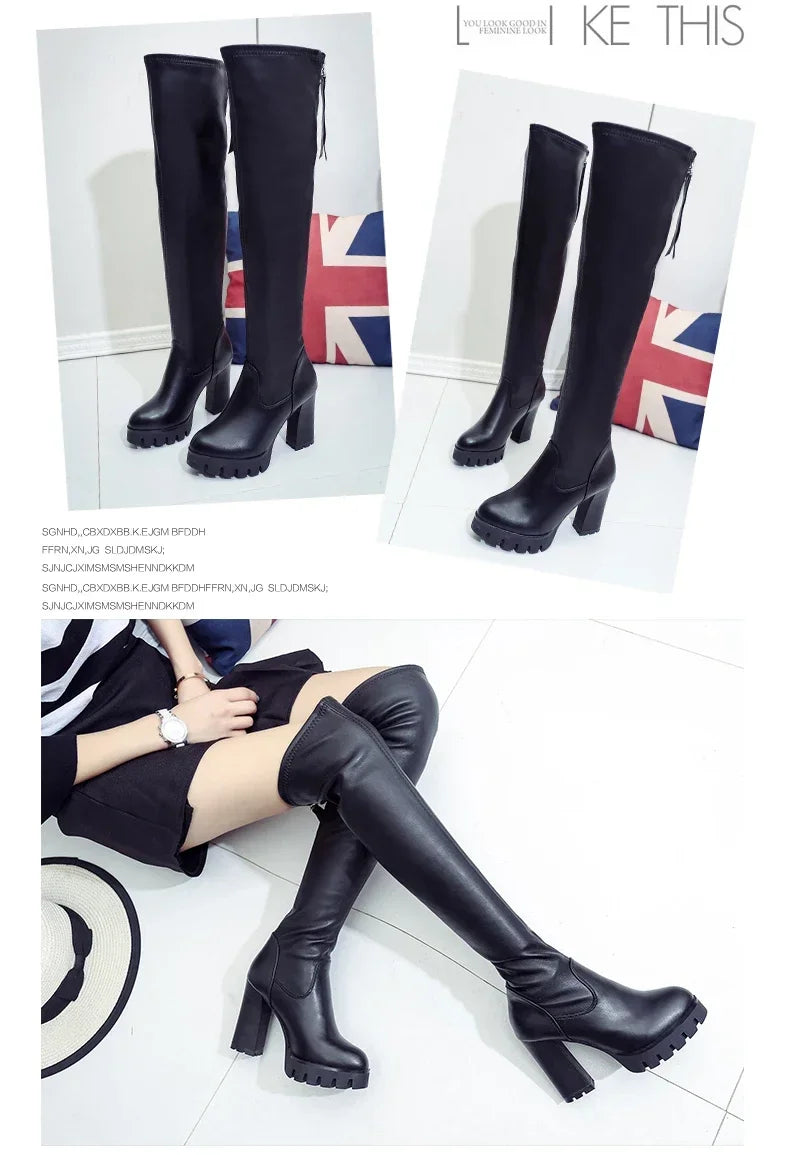 Women Over Knee Boots – 2025 Platform Block Heels