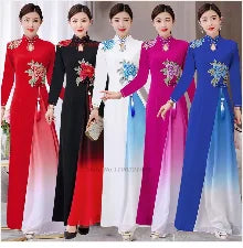 2025 Korean Hanbok Dress collection in various colors with floral designs, showcasing traditional Asian clothing for women.