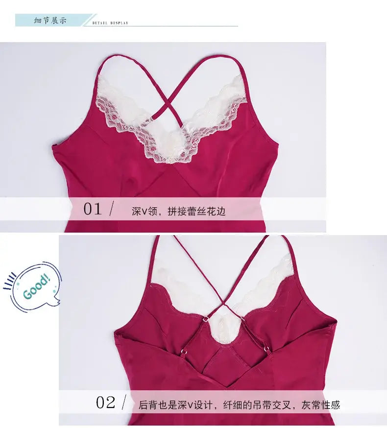 Women Plus Size Lace Splicing Nightdress Loose Pajama