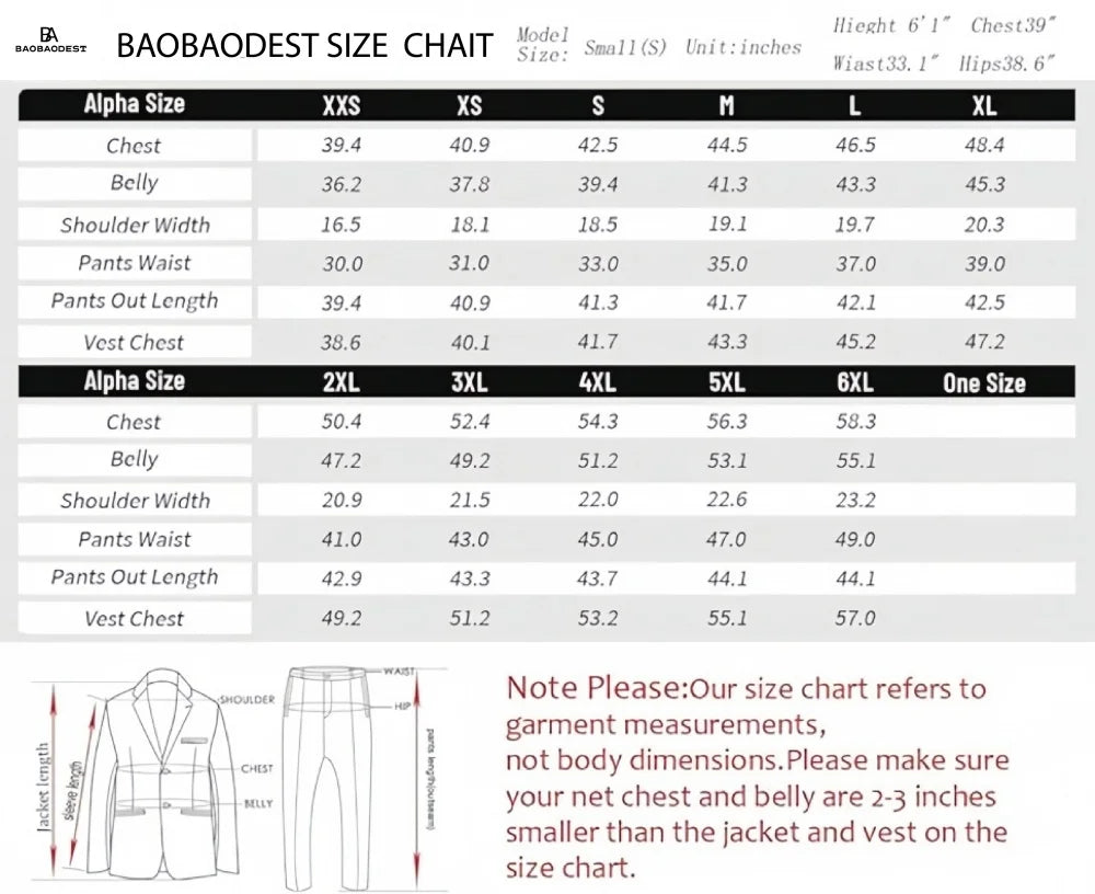 Men's Plus Size Slim Fit Suit – 3-Piece Tuxedo