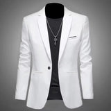 Men Slim Fit Single Button Blazer