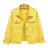 Women’s Pure Color Lapel Denim Jacket