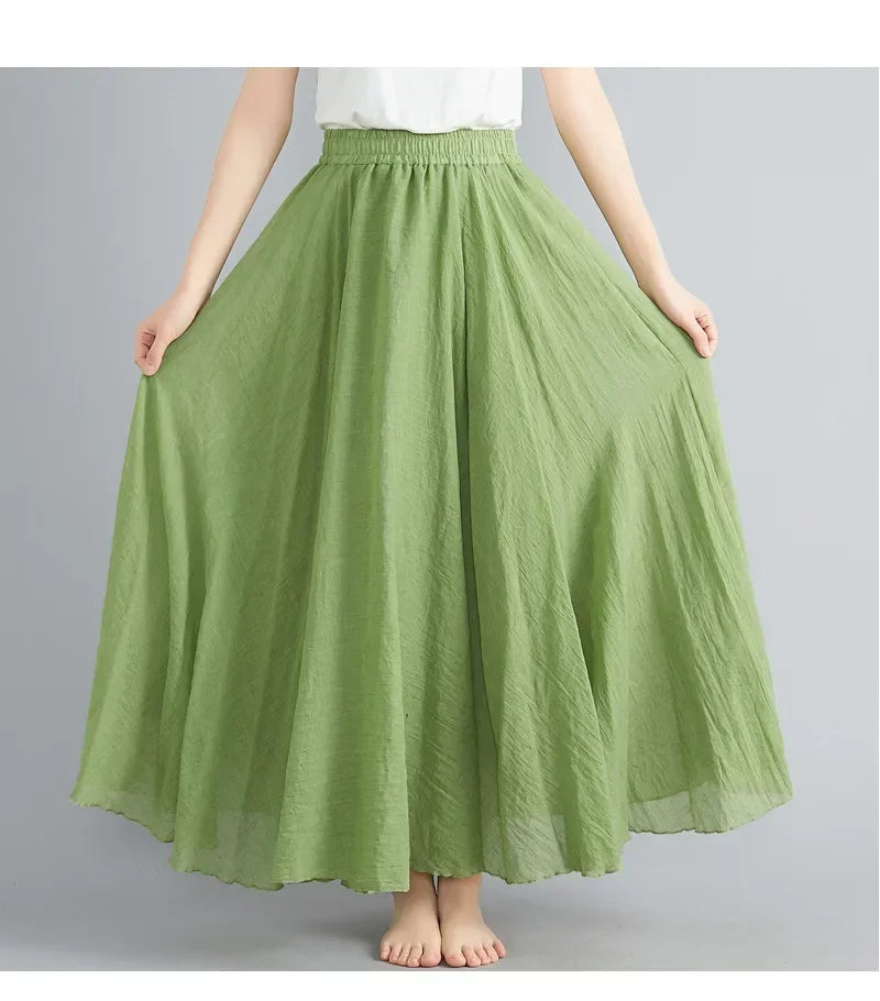 Women Linen Maxi Skirt
