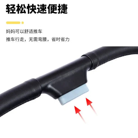 Close-up of Highview Baby Stroller handle, showcasing ergonomic design for easy maneuverability.