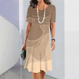 Striped Printed Elegant Casual Short Sleeve Dresses