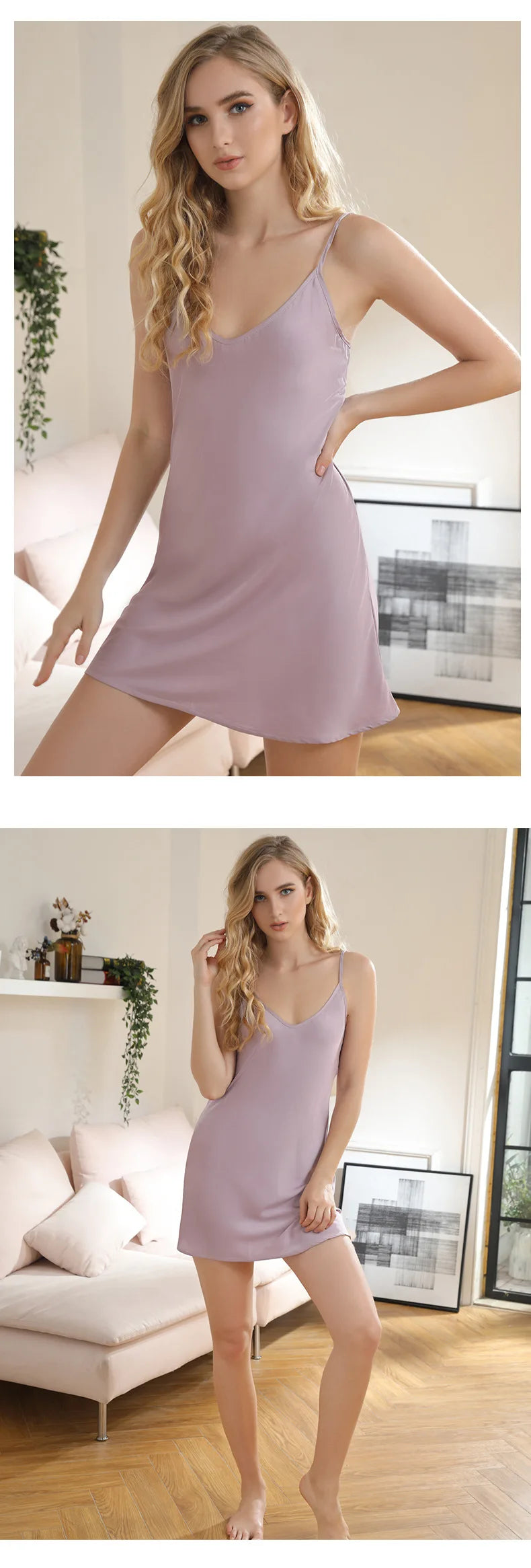Women Deep V Silk Sleepwear