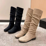 Women Mid Calf Boots Chelsea Lace Up Shoes
