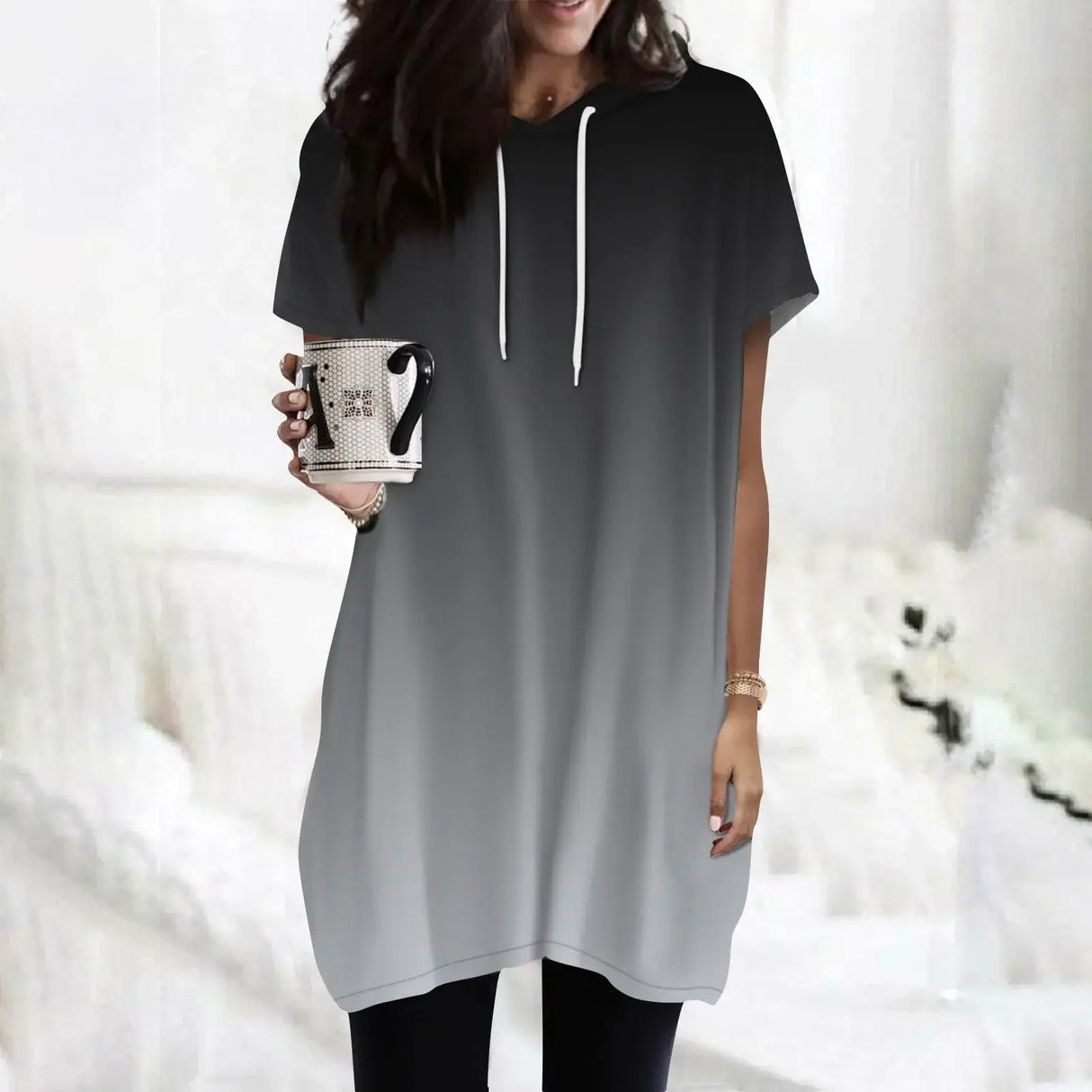 Women Oversized Short Sleeve Hoodie