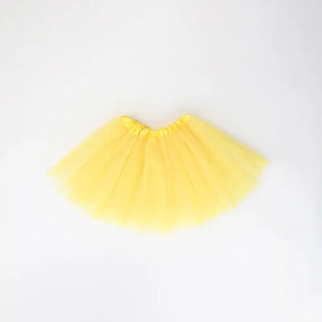 Bright yellow baby girls' tutu skirt made of soft tulle, perfect for newborns and toddlers during summer.