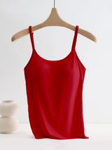 Bralux™ adjustable strap red camisole with soft inner layer, perfect for women.