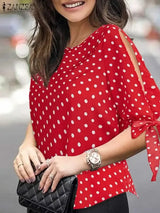 Women Polka Dot Oversize Tunic Top