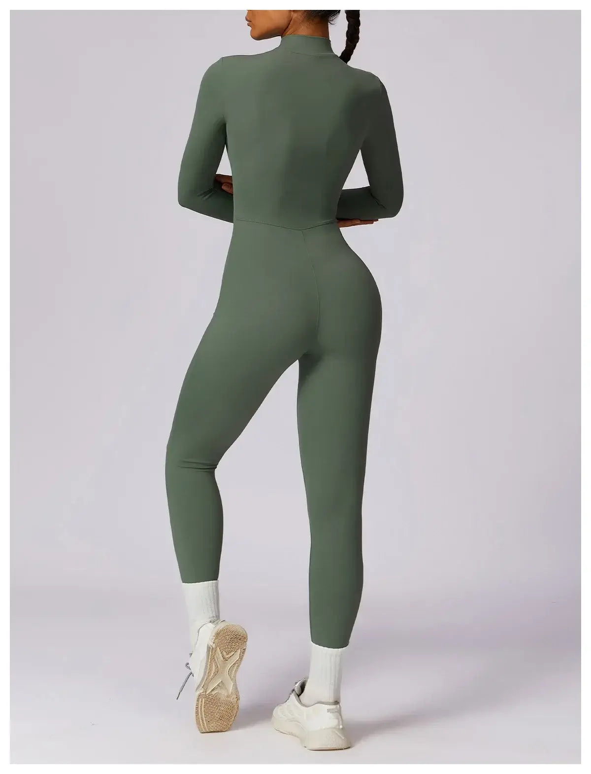 Women Fitness Zipper Long Sleeve Jumpsuit