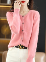 Women's Mink Cashmere Knit Cardigan