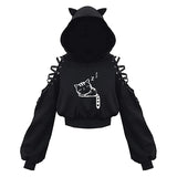 Gothic Cat Ear Crop Hoodie