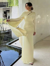 Women Pleated Ribbon Long Dress