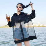 Oversized See-Through Women's Summer Coat – Korean Patchwork Jacket