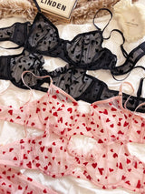 Women Mesh Heart Lingerie Set