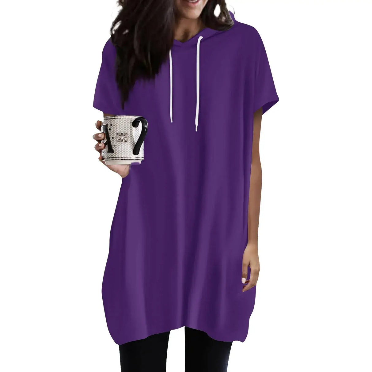 Women Oversized Short Sleeve Hoodie