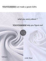 Comparison of fabric textures: YOUYOU80808 breathable material vs. traditional milk fiber for superior quality.
