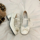 Lolita Round Toe Pumps – Cute Bow Midi Heels 2025