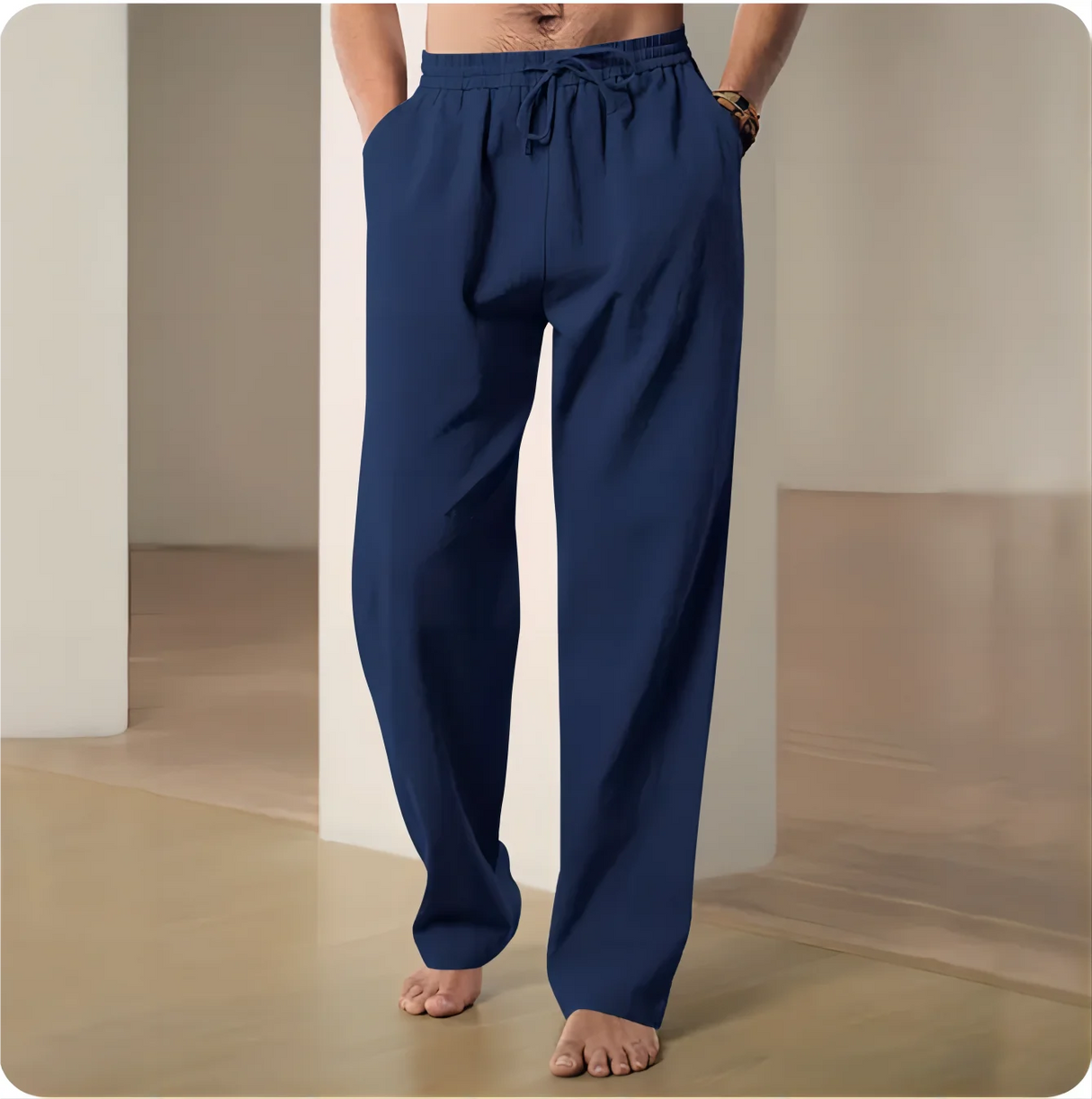 Men Cotton Hemp Casual Pants