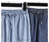 Women Ice Silk Wide Leg Jeans