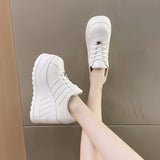 Women’s Pumps Round Head Lace-Up Leisure Heels