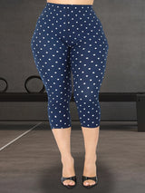 Women Floral Print High Waist Capri Leggings