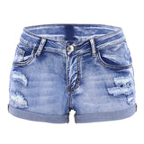 Women Split Mid Waist Denim Shorts