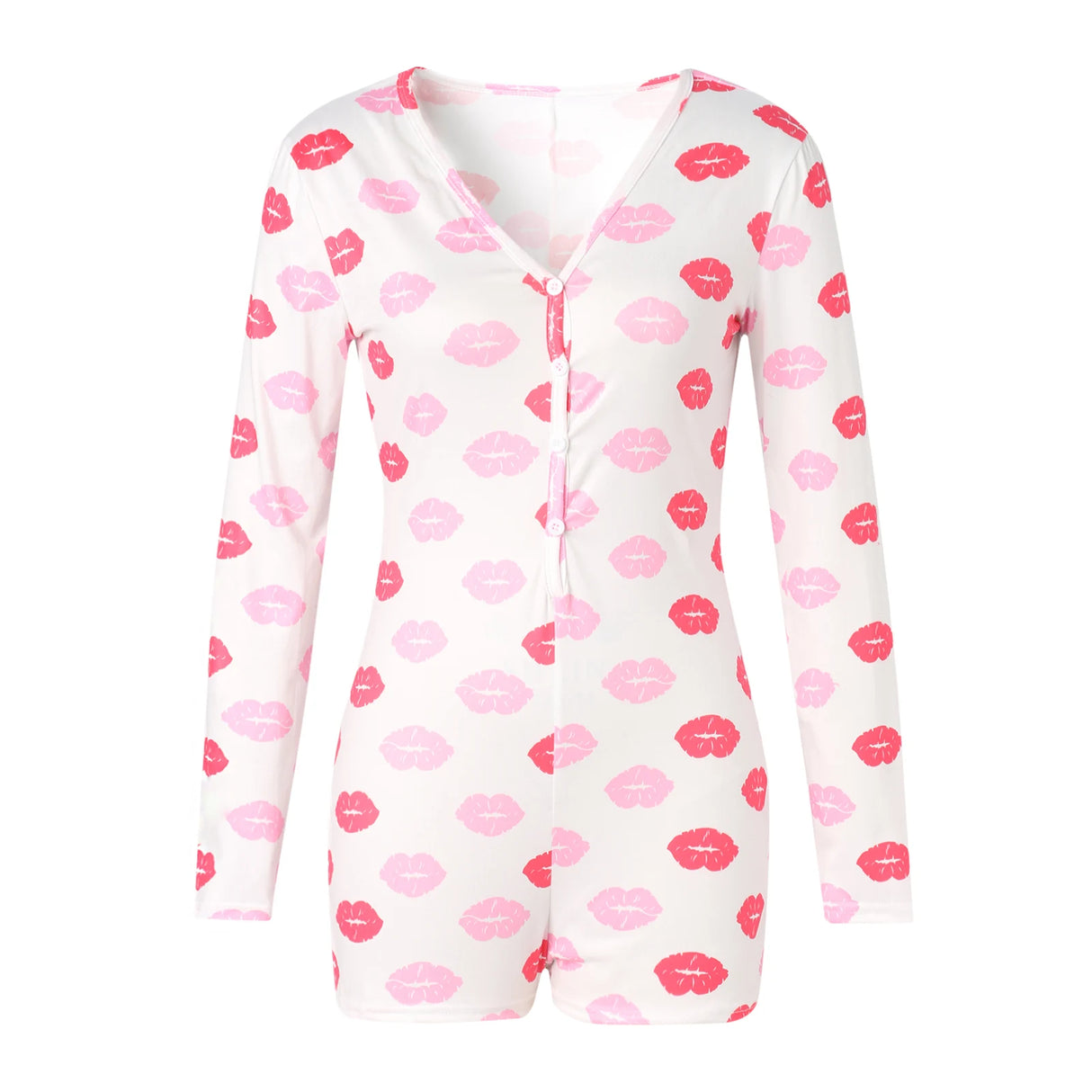 SleepFlick™ – Butt Flap V-Neck Pajama Romper (Playful, Cozy & Lounge-Friendly)