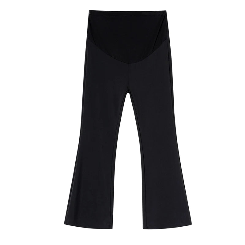 Y2K Bootcut Maternity Pants in ice silk, stylish cropped design for women, available in multiple sizes, perfect for summer.