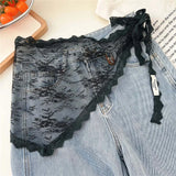 Women Embroidered Lace Mini Apron Skirt