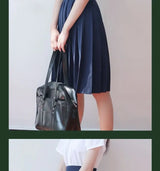 Women Pleated Midi College Skirt