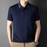 Men Luxury Silk Cotton Polo Shirt