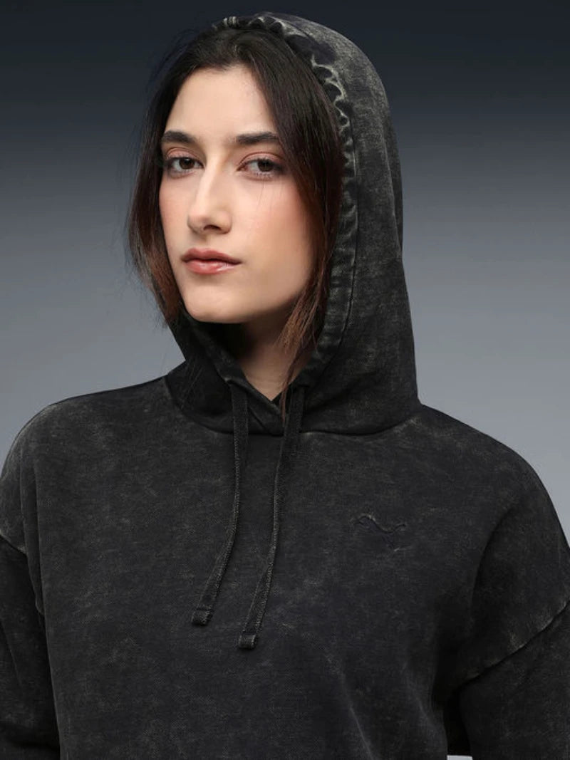 Plus Size Women's Hoodie – Relaxed Black Sweatshirt