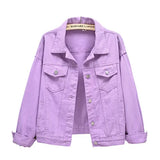 Women’s Pure Color Lapel Denim Jacket