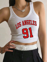 Los Angeles Print Ribbed Knit Tank Vest
