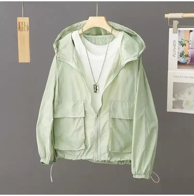 Women Lightweight Hooded Windbreaker