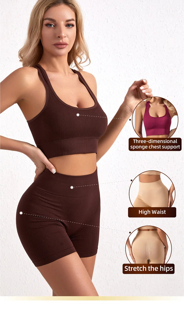 Women Seamless Yoga Bra Set