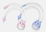Colorful cartoon owl nasal aspirators for babies in pink and blue, made of silicone and ABS, suitable for ages 7-12 years.