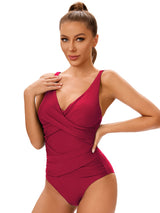 Women V Neck Cross Plus Size Swimsuit