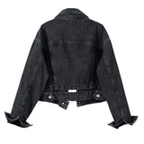 Women's Long Sleeve Denim Lapel Jacket