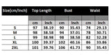 Size chart for striped multifunctional nursing dress showing measurements in cm and inch for various sizes.
