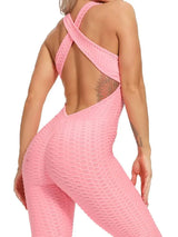 FlexFemme™ – Backless Halter Fitness Jumpsuit (Breathable, Sculpting & Supportive)