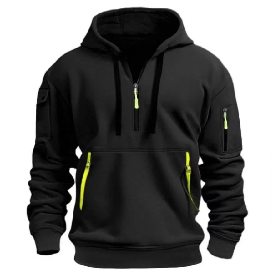 Men's Plus Size Hoodie – Streetwear Multi-Pocket